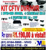KIT CFTV - - 1 DVR IVIO, 4 CAMERAS IR15, HD, BALUNS E FONTES